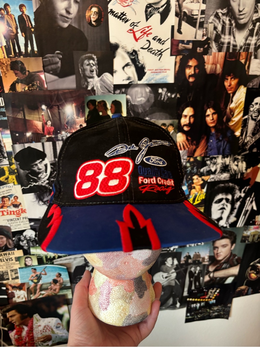 Racing Snapback Hat in Black, Blue & Red with 88 Embroidery